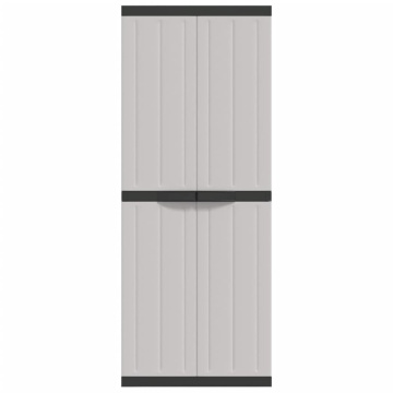 Dulap depozitare de exterior, gri și negru, 65x37x165 cm, PP - Img 4