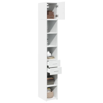 Dulap depozitare slim alb 30x42,5x225 cm lemn prelucrat - Img 3