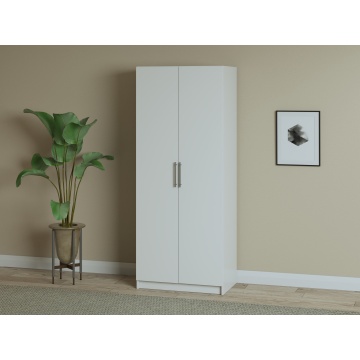 Dulap ECO, 2 usi si bara de haine, alb, 80 cm - Img 1