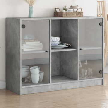 Dulap, gri beton, 102x37x75,5 cm, lemn prelucrat - Img 1