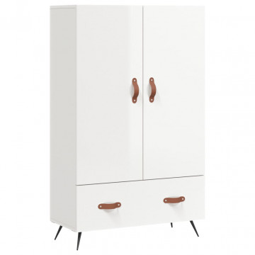 Dulap înalt, alb extralucios, 69,5x31x115 cm, lemn prelucrat - Img 2