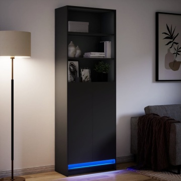 Dulap înalt cu LED negru 69x32,5x200 cm lemn prelucrat - Img 8