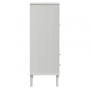 Dulap înalt SENJA aspect ratan alb, 90x40x112cm, lemn masiv pin - Img 6