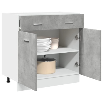 Dulap inferior cu sertar, gri beton, 80 x 46 x 81,5 cm, PAL - Img 1