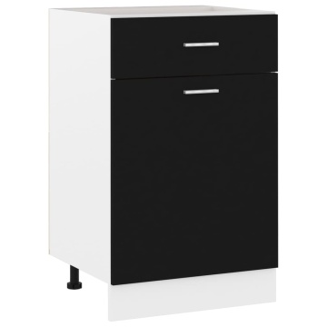 Dulap inferior cu sertar, negru, 50 x 46 x 81,5 cm, PAL - Img 1