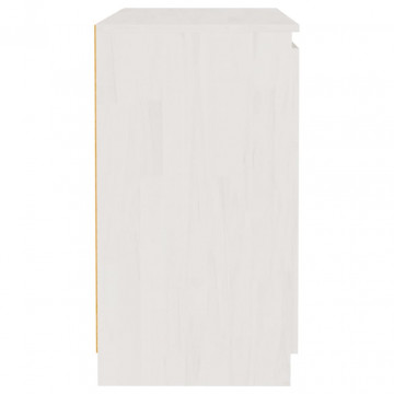 Dulap lateral, alb, 60x36x65 cm, lemn masiv de pin - Img 5