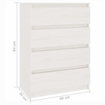 Dulap lateral, alb, 60x36x84 cm, lemn masiv de pin - Img 7
