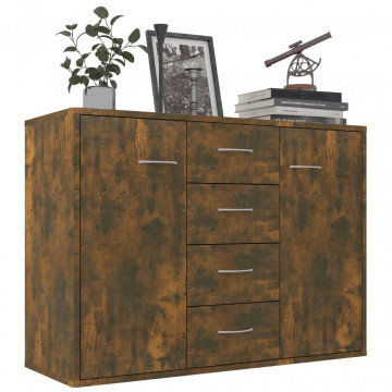 Dulap lateral, stejar fumuriu, 88x30x65 cm, lemn compozit - Img 3