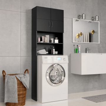 Dulap mașina de spălat, negru, 64x25,5x190 cm, PAL - Img 1