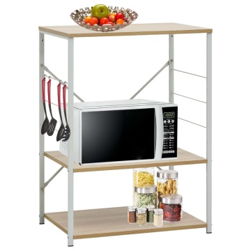 Dulap microunde, alb/stejar, 60x39,6x79,5 cm, lemn prelucrat - Img 1