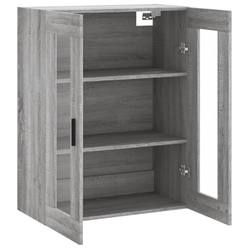 Dulap montat pe perete, gri sonoma, 69,5x34x90 cm - Img 5