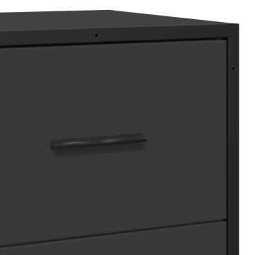Dulap, negru, 68x35x76 cm, lemn prelucrat și metal - Img 7
