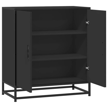 Dulap, negru, 68x35x76 cm, lemn prelucrat și metal - Img 8