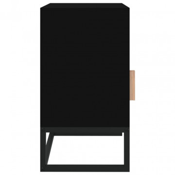 Dulap noptieră, negru, 40x30x55,5 cm, lemn prelucrat&fier - Img 6