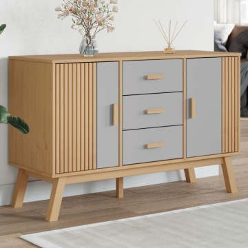 Dulap OLDEN, gri și maro, 114x43x73,5 cm, lemn masiv pin - Img 1