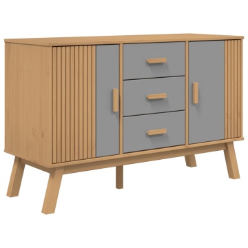 Dulap OLDEN, gri și maro, 114x43x73,5 cm, lemn masiv pin - Img 2