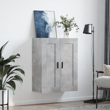 Dulap pe perete, gri beton, 69,5x34x90 cm, lemn prelucrat - Img 3