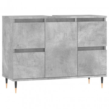 Dulap pentru baie, gri beton, 80x33x60 cm, lemn compozit - Img 2