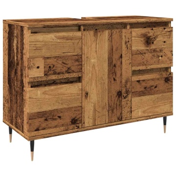 Dulap pentru baie, lemn vechi, 80x33x60 cm, lemn prelucrat - Img 2