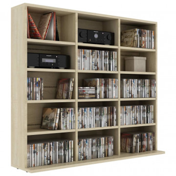 Dulap pentru CD-uri, stejar Sonoma, 102 x 23 x 89,5 cm, PAL - Img 3