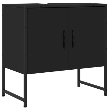 Dulap pentru chiuvetă baie, negru, 60x33x60 cm, lemn prelucrat - Img 2