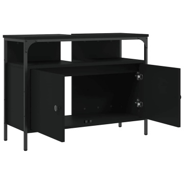 Dulap pentru chiuvetă baie, negru, 80x30x60 cm, lemn prelucrat - Img 5