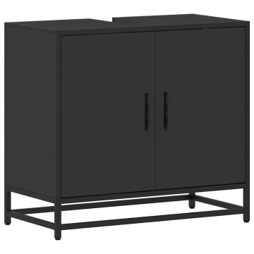 Dulap pentru chiuvetă de baie negru 65x33x60 cm lemn prelucrat - Img 2