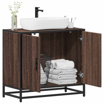 Dulap pentru chiuvetă de baie stejar maro 65x33x60 cm lemn - Img 1