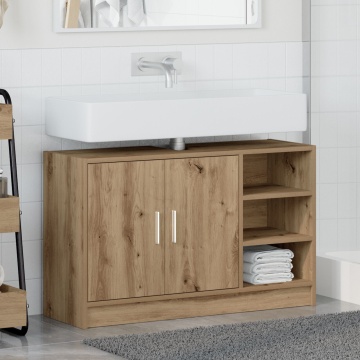 Dulap pentru chiuvetă din stejar artizanal 90x29x55 cm lemn prelucrat - Img 4