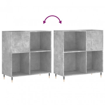 Dulap pentru discuri gri beton 84,5x38x89 cm lemn compozit - Img 6