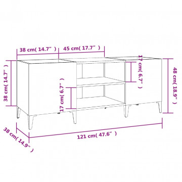 Dulap pentru discuri gri sonoma, 121x38x48 cm, lemn prelucrat - Img 7