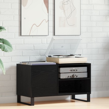 Dulap pentru discuri Negru Stejar 84,5x38x48 cm Lemn prelucrat - Img 1