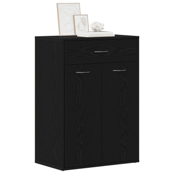 Dulap pentru încălțăminte , Negru cu Stejar, 60x35x84 cm, Lemn stratificat - Img 3