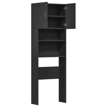 Dulap pentru mașină de spălat negru 64x24x190 cm lemn prelucrat - Img 5