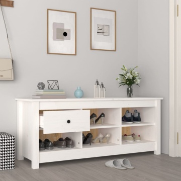 Dulap pentru pantofi, alb, 110x38x45,5 cm, lemn masiv pin - Img 5