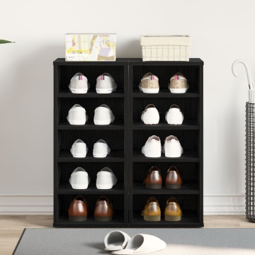 Dulap pentru pantofi Negru Stejar 32x35x70 cm Lemn prelucrat - Img 4