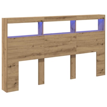 Dulap pentru tăblie cu LED Stejar Artisan 180x17x102 cm - Img 3