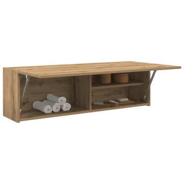 Dulap perete baie stejar artizanal, 100x25x30 cm lemn prelucrat - Img 4
