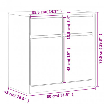 Dulap "SAUDA", stejar, 80x43x75,5 cm, lemn masiv de pin - Img 7