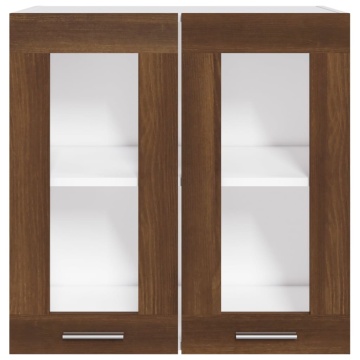 Dulap suspendat cu sticlă, stejar maro, 60x31x60 cm lemn - Img 3