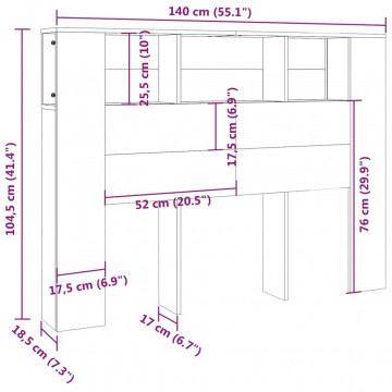 Dulap tăblie, gri beton, 140x18,5x104,5 cm - Img 5