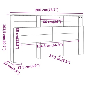 Dulap tăblie, Stejar afumat, 200x19x103,5 cm - Img 5