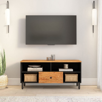 Dulap TV, 100x33x46 cm, lemn masiv de acacia - Img 3