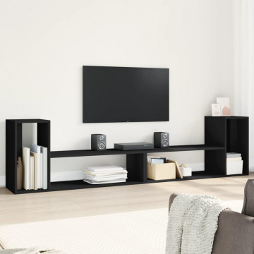 Dulap TV, 2 buc., negru, 100x30x50 cm, lemn prelucrat - Img 1