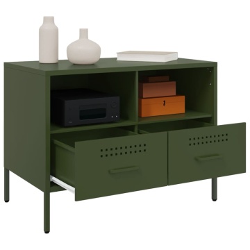 Dulap TV, 2 buc., verde măsliniu, 68x39x50,5 cm, oțel laminat - Img 8