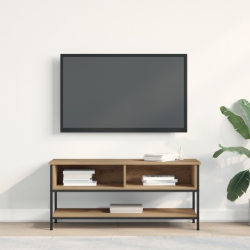 Dulap TV Artisan Stejar 100x35x45 cm Lemn compozit și Oțel - Img 4