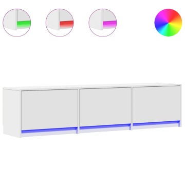 Dulap TV cu LED, alb, 165x34x40 cm, lemn prelucrat - Img 2
