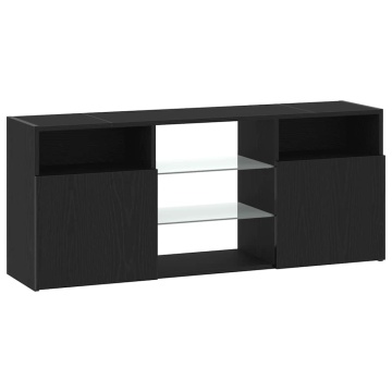 Dulap TV cu LED stejar negru 120x30x50 cm lemn prelucrat - Img 3