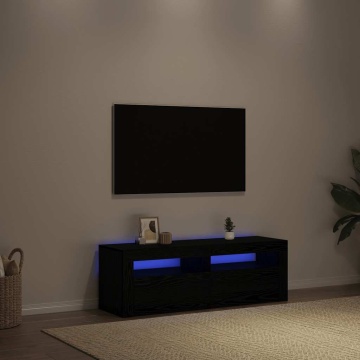 Dulap TV cu LED stejar negru 120x35x40 cm lemn prelucrat - Img 1