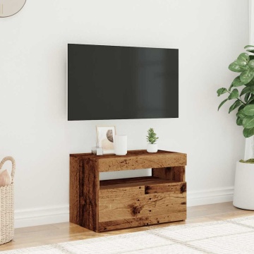 Dulap TV cu lumini LED lemn vechi 60x35x40 cm lemn prelucrat - Img 4